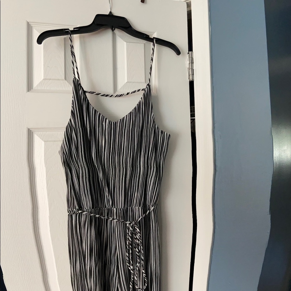 Black and White Striped Jumpsuit